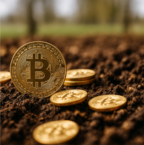 Physical Bitcoin resting on soil symbolizing the fertile regulatory environment for digital assets in Bermuda